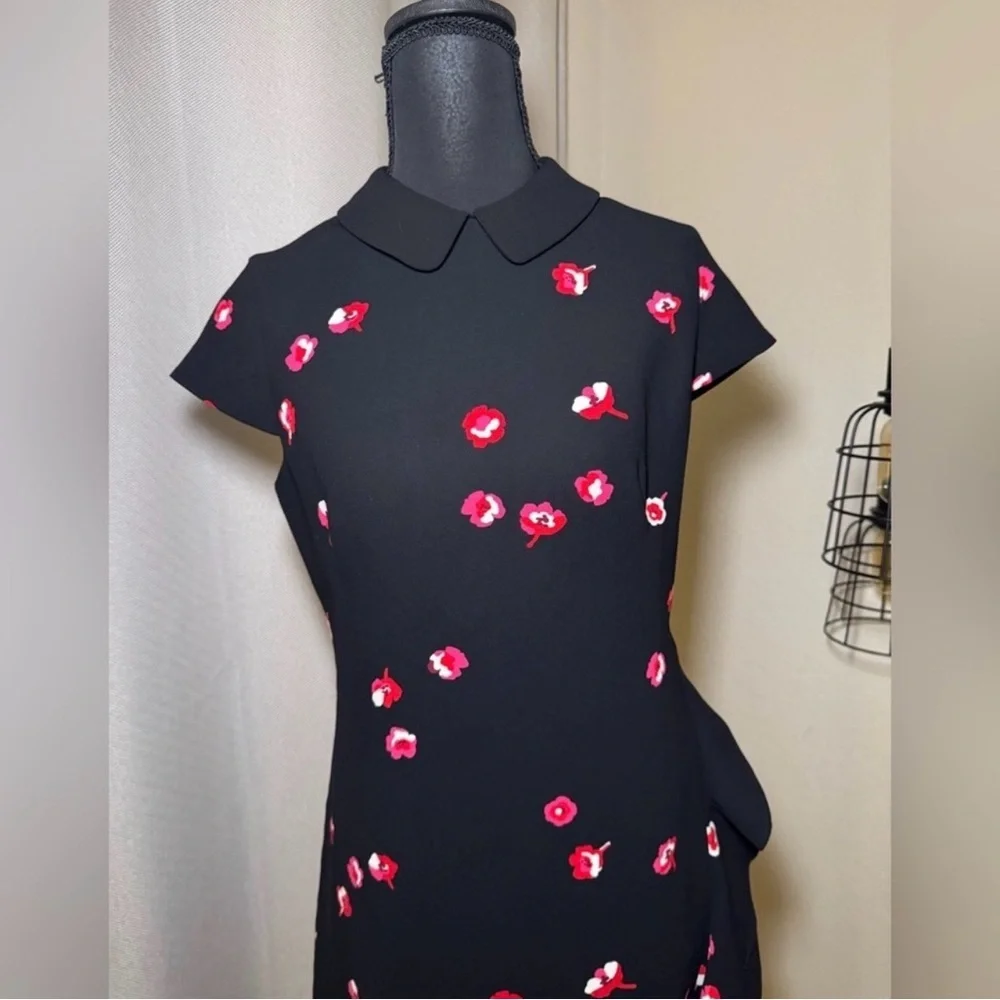 Kate Spade Black Floral Mini Dress Peter Pan Collar Ruffle Size 4